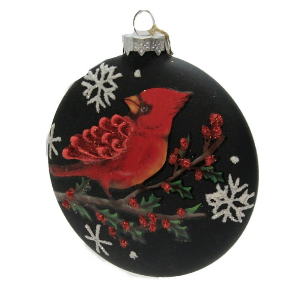 Holiday Ornament Chalkboard Cardinal Ornament Glass Snowflakes Berries 6006853