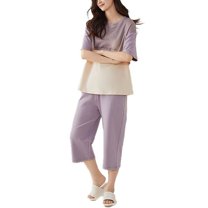 Women's 2 Piece Pajamas Cotton Lightweight Loose Cool Lounge Set Spring Pjs Pajama Set Cute Short Sleeve Shirt Capri Pants Summer Fall Sleepwear Style10 Large