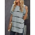 thumbnail image 3 of Womens Striped Color Block Short Sleeve Causal Blouses T Shirts Tops, 3 of 6