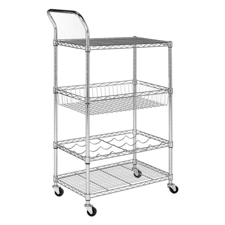 Chrome Mail Cart - Safavieh Happimess Carmen 4-Tier Chrome Wire Adjustable Cart