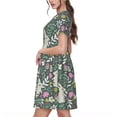 thumbnail image 2 of Fotbe Retro Bunny Floral Vestido Largo de Moda para Mujer, Vestido Tipo Camiseta con Manga Corta y Estilo Casual a Rayas y Bloques de Color, 2 of 6
