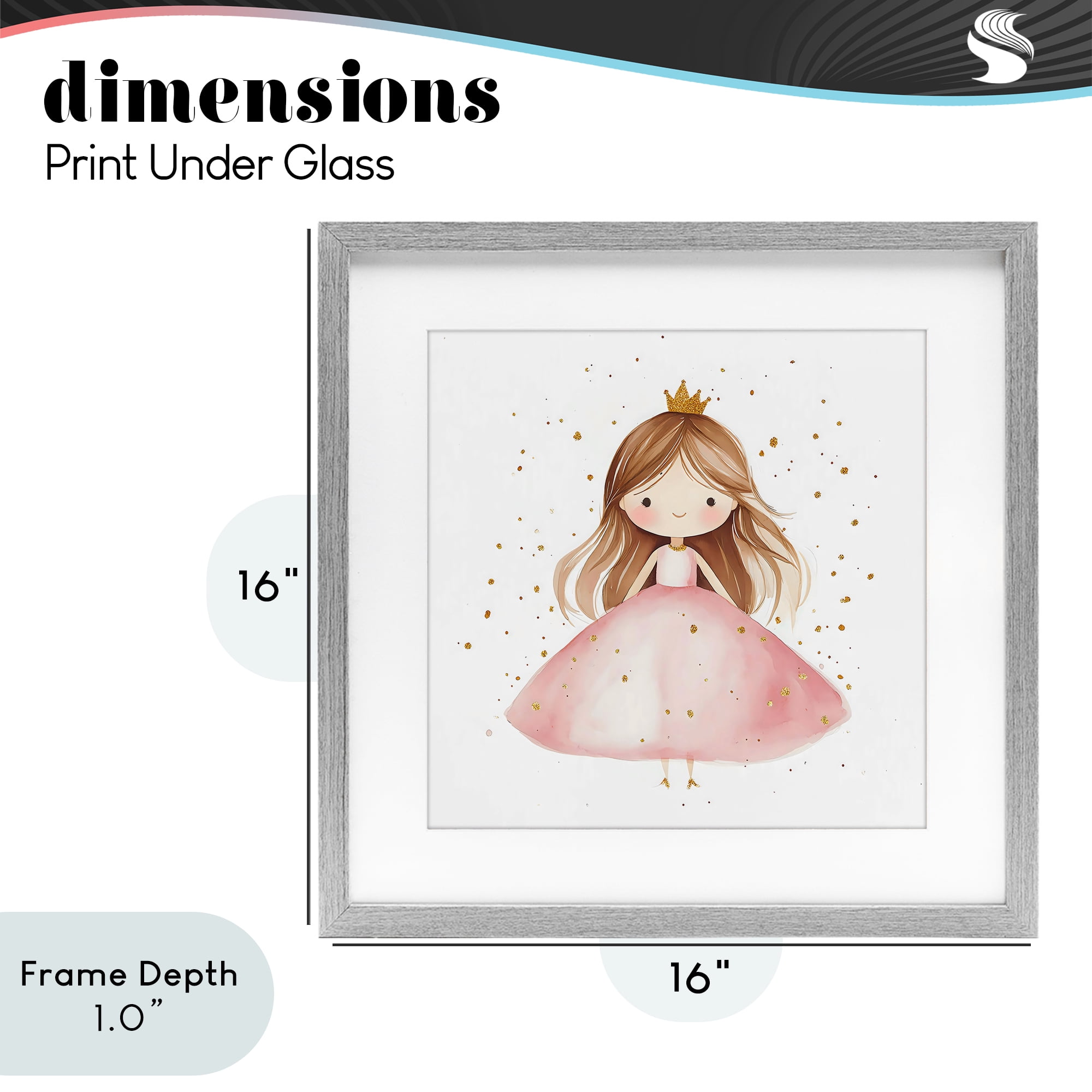 Stupell Industries Little Princess with Pink Gown Gray Framed Print Under Glass, design by Creative Studio
