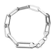 Real Solid 925 Sterling Silver Paperclip Bracelet Italy Paper Clip 8" Inch 6.5MM Thick