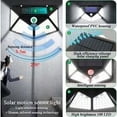 thumbnail image 2 of Lámpara solar para exteriores, paquete de 4, 100 LED, luz solar para exteriores con sensor de movimiento, 270°, 3 modos, iluminación solar impermeable para exteriores para jardín, terraza, garaje, 2 of 5