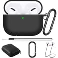 thumbnail image 1 of IBAOLEA AirPods Pro Case Cover,Protective Silicone AirPods Pro Case with Keychain/Strap/Lanyard/Carrying Box,Soft Shockproof Case for IBAOLEA AirPods Pro/3 Gen (Front LED Visible) (Dark Blue) black-1, 1 of 5