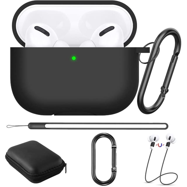 IBAOLEA AirPods Pro Case Cover,Protective Silicone AirPods Pro Case with Keychain/Strap/Lanyard/Carrying Box,Soft Shockproof Case for IBAOLEA AirPods Pro/3 Gen (Front LED Visible) (Dark Blue) black-1