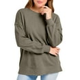 thumbnail image 5 of GuzomFashion Womens Oversized Crew Neck Sweatshirt with Lantern Sleeves - 100% Polyester, Wrinkle Resistant, Casual Layering, Army Green, S-XXL,Size S, 5 of 9