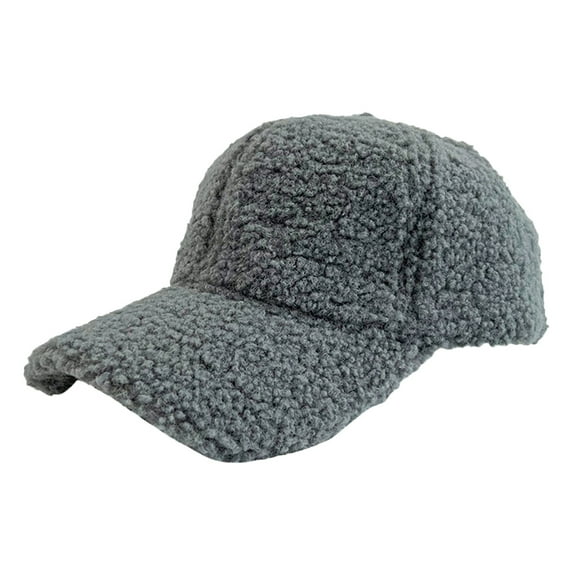 Bibifish Unisex Men Women Black Sherpa Baseball Cap Fuzzy Texture Soft Warm Lightweight Casual Daily Leisure Outdoor Cold-Weather Sun Protection Cap