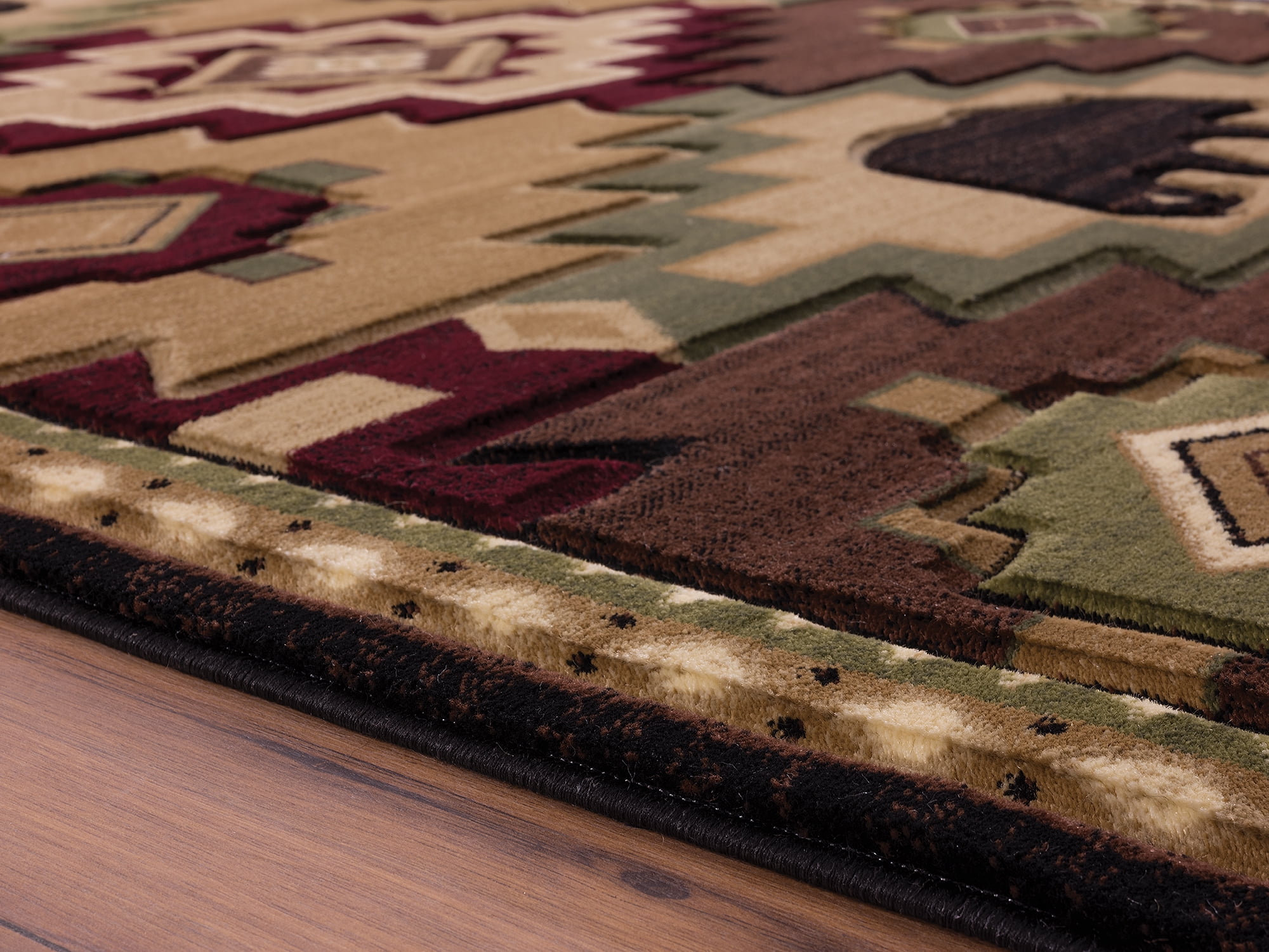 United Weavers Rustic Forest Aztec Diamond Multi Hand-Carved Area Rug or Runner