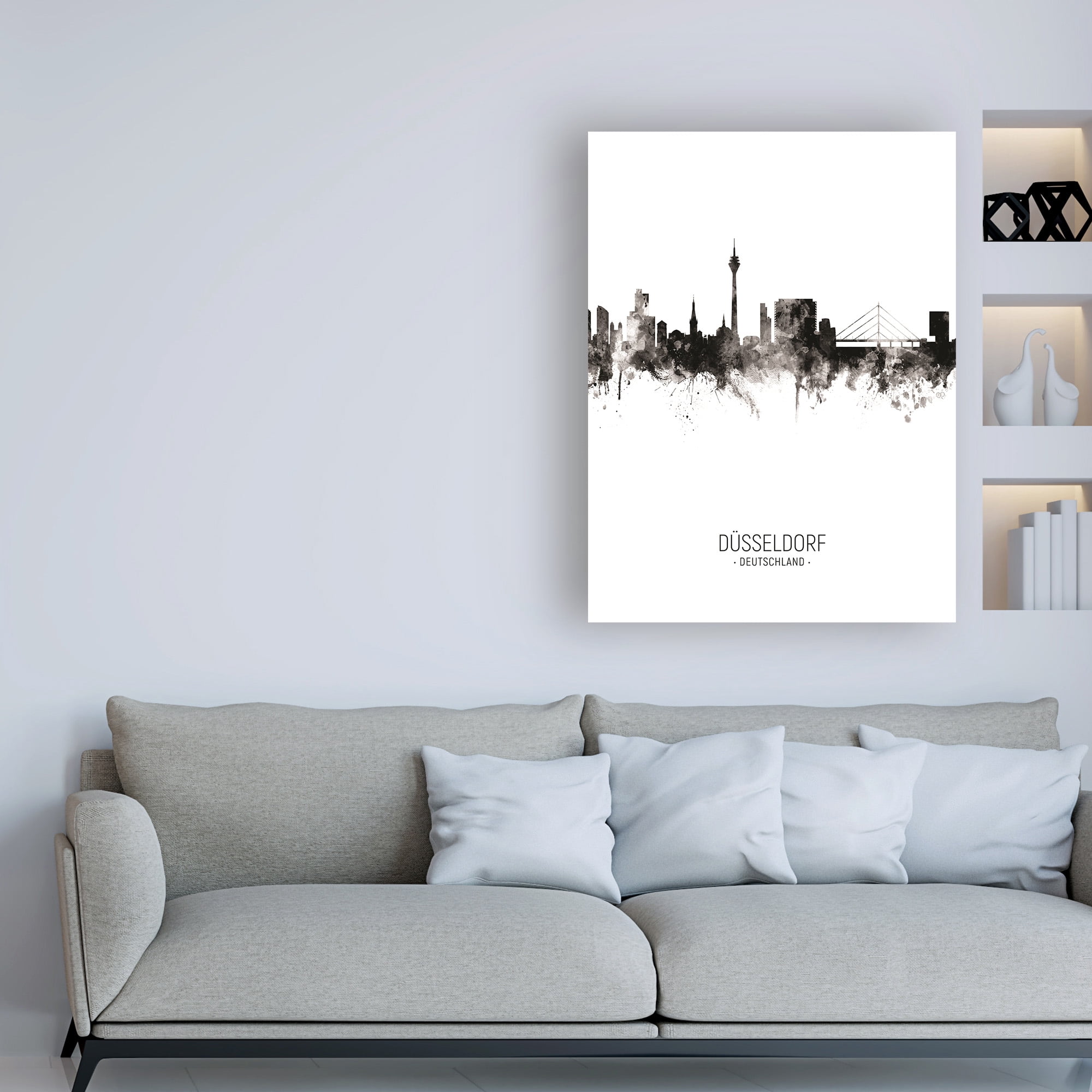 Trademark Fine Art 'D?sseldorf Germany Skyline Portrait II' Canvas Art by Michael Tompsett