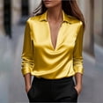 thumbnail image 5 of Diufon Womens Shirts Dressy Casual Satin Shirts Business Blouses Long Sleeve Deep V Neck Collared Tops, 5 of 10