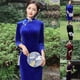 thumbnail image 2 of ALSLIAO - Nuevo y lujoso vestido largo de terciopelo para mujer, cheongsam chino, corte entallado, qipao azul real, talla 2XL, 2 of 8