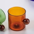 thumbnail image 6 of Colorful Glass Coffee Mugs with Wooden Ball Handle Reusable Drinking Tea Glass for Tea Coffee Latte (Blue,220ml), 6 of 7