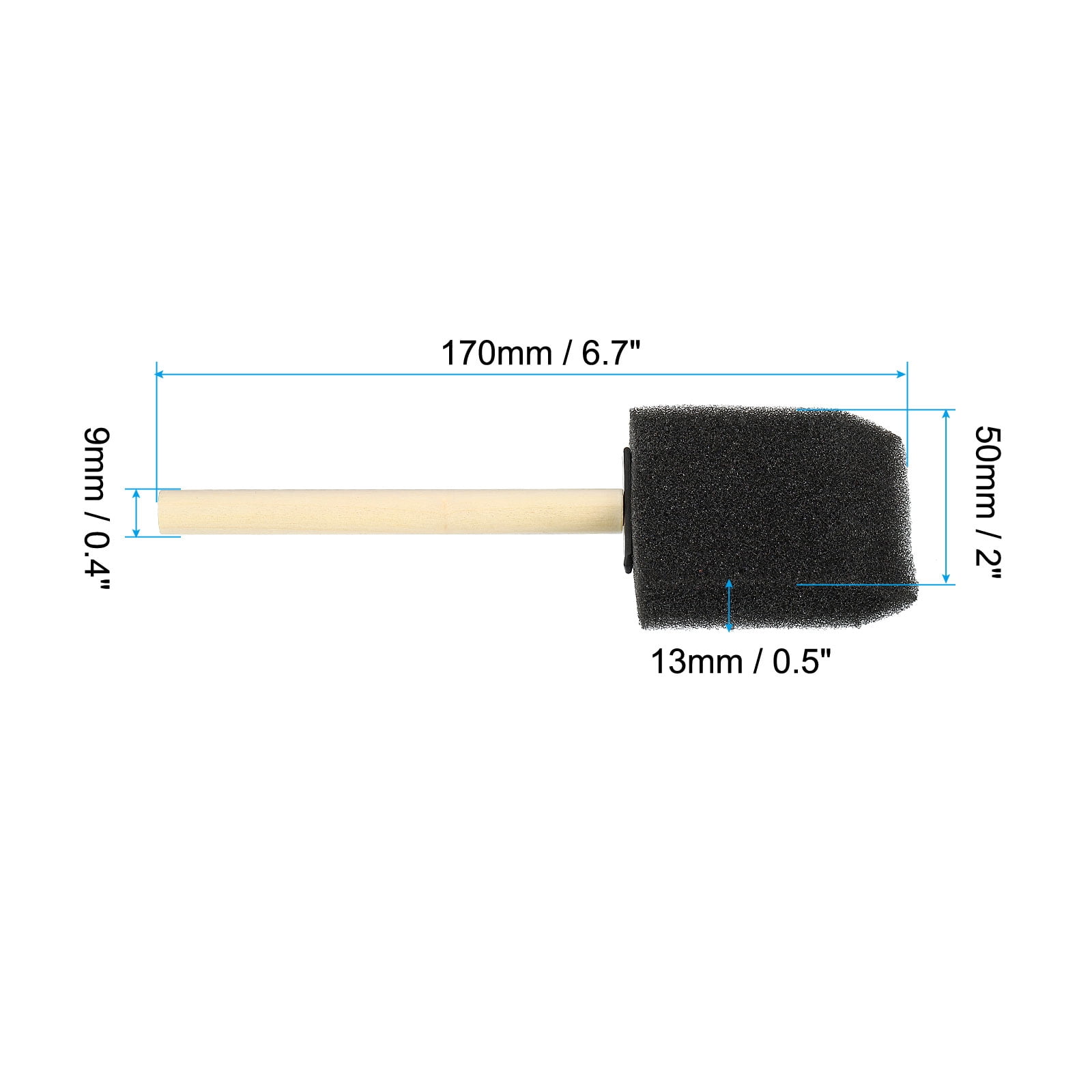 Uxcell 2" Paint Sponges for Painting, 50 Pack Rectangle Painting Sponge Foam Brush Wooden Handle, Black