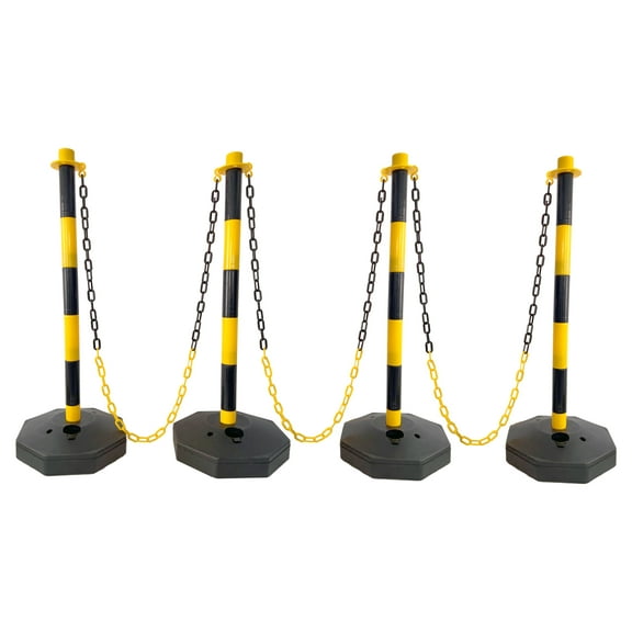 Traffic Delineator Posts - 4 Pack Safety Barrier Cones with Chain