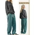 thumbnail image 3 of Women's Corduroy Casual Pants Loose Comfortable Wide-Leg Pants with Elastic Waistband Drawstring and Multiple Pockets, 3 of 5