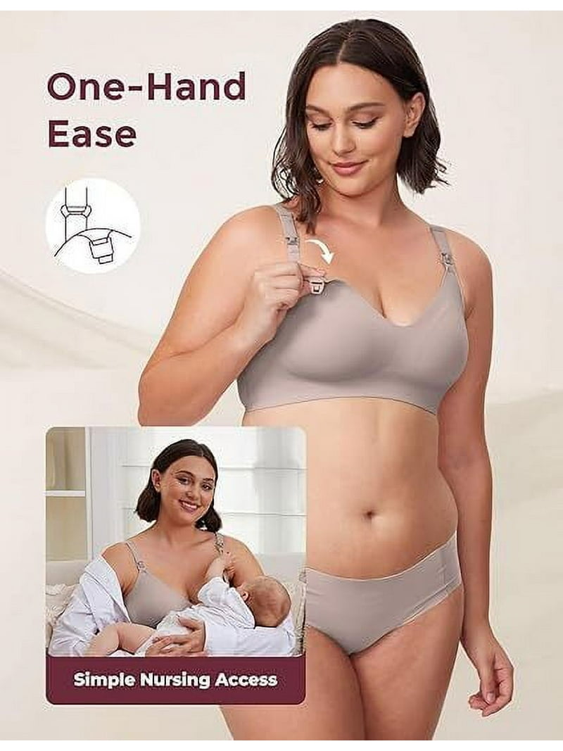 CAKEY 3-Pack Maternity Nursing Sleep Bras - Wireless, Pull-Aside, Cotton Bralette For Pregnancy & Breastfeeding