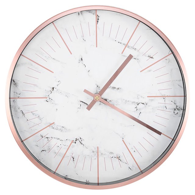 VIFERR Wall Clock Modern Marble Pattern Wall Decor Home Office Bedroom Decoration(White)