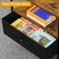 thumbnail image 4 of 25"H Raised TV Stand Industrial TV Stand with Fabric for Living Room, Bedroom with Charging Stake Brown, 4 of 6