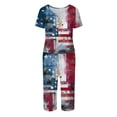 thumbnail image 3 of 4th of July Pajama Set for Women Patriotic Red Blue and White Print Pajama Sets Independece Day Short Sleeve Top Capri Pant Pjs Set with Pockets, 3 of 6