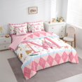 thumbnail image 3 of Manfei Personalized Xmas Gifts 7-Piece Twin Bedding Sets,Pink Letter M Bedding Comforter Set,Christmas Dessert Candy Cnae Sheet Sets For Princess,Lightweight Room Decoration Reversible, 3 of 8