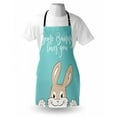 thumbnail image 4 of Saying Apron, Some Bunny Loves You Text and a Funny Friendly Rabbit with a Big Smile, Unisex Kitchen Bib with Adjustable Neck for Cooking Gardening, Adult Size, Pale Blue Tan and White, by Ambesonne, 4 of 4