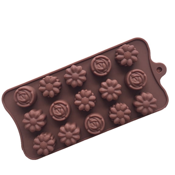 Silicone Chocolate Flower Molds for Candy, Fat Bombs Snacks, Truffles, 3 Floral Shapes 15 Cavities Candle Soap Wax Melts Mold