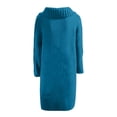 thumbnail image 5 of V-Neck Longline Cardigan, Plus-Size Duster Sweater, Relaxed Knit Coat Sky Blue M , Cardigan, 5 of 5