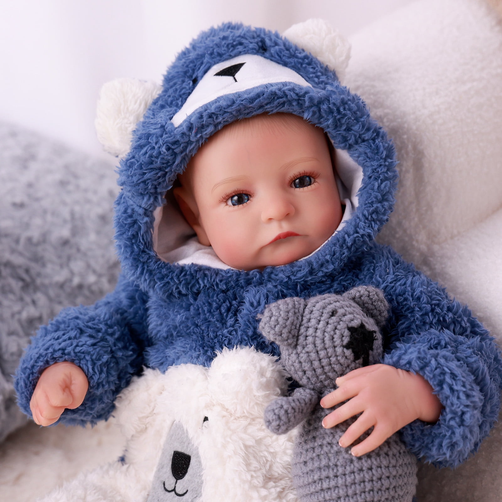 RSG 20 Inch Lifelike Reborn Baby Dolls，Handmade Lifelike Baby Doll Cloth Soft Body Realistic- Silicone Baby Doll with Toy and Gift Box for Kids