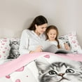 thumbnail image 4 of jejeloiu Cartoon Lovea Heart 7-Piece Bedding Comforter Set,Cute Pet Cat King Bedding Sets,Kitten Animals Lover Bed Sheets For Girls,Super Cozy Room Decor Reversible, 4 of 8