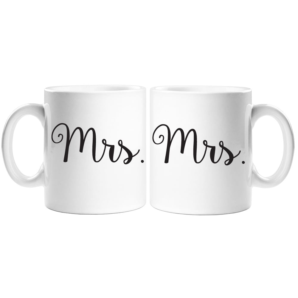 Mr. and Mrs. Black and White Ceramic Coffee Mugs Set