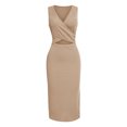 thumbnail image 1 of Vestido largo bodycon con abertura y abertura sin espalda, sin mangas, cuello en V, para mujer, 1 of 7