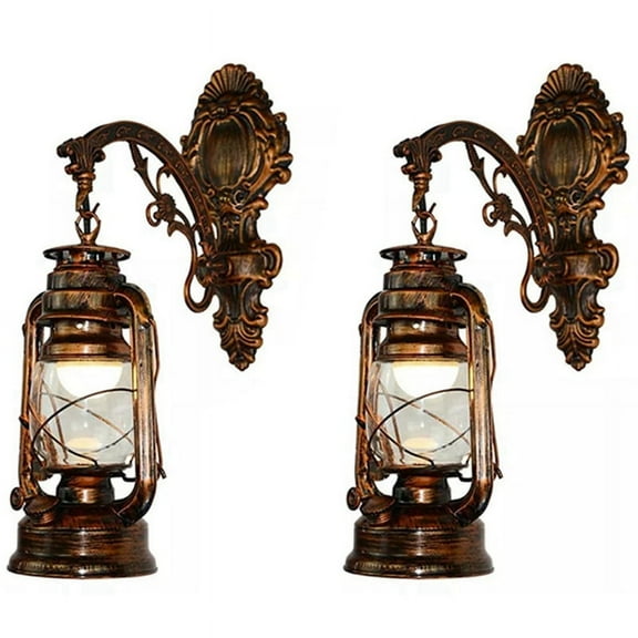 NEW 2X Vintage LED Wall Lamp Barn Lantern Retro Coal Oil Light European Antique Style