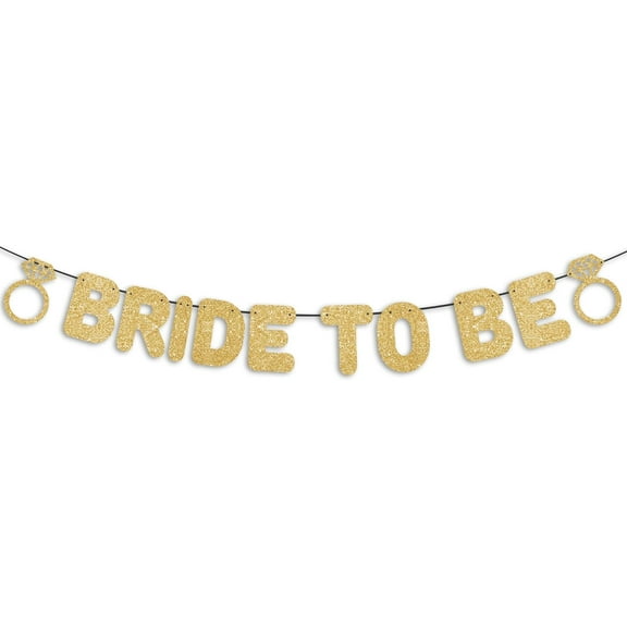 Bridal Shower Decorations, Pre-Strung Bride to Be Banner - Gold Glitter, Bachelorette Party Decorations, Bridal Shower Decor Sign, Wedding Shower Decorations