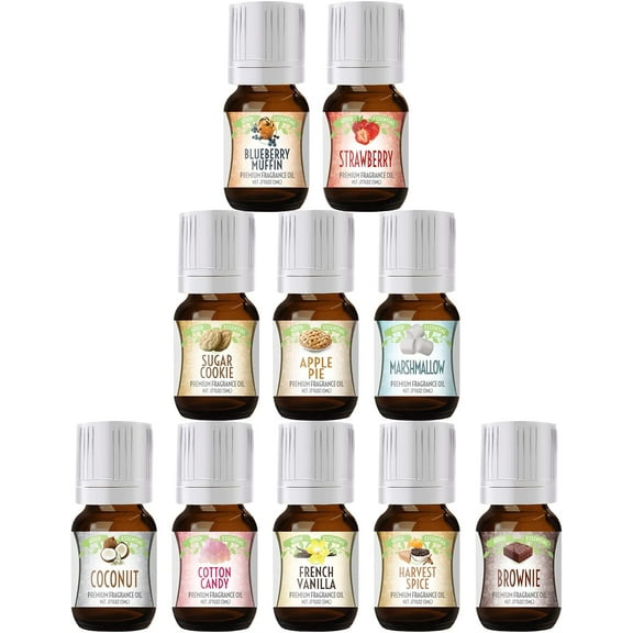 Good Essential Oils Good Essential Sweet Scents Fragrance Oil Set 10 Pack Bulk Holiday Gift Oils for Aromatherapy Diffusers, Candle