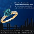 thumbnail image 2 of Gem Stone King 10K Yellow Gold London Blue Topaz and Lab Grown Diamond Engagement Ring for Women | 2.70 Cttw | Round 8MM | Gemstone November Birthstone | Size 5, 2 of 6