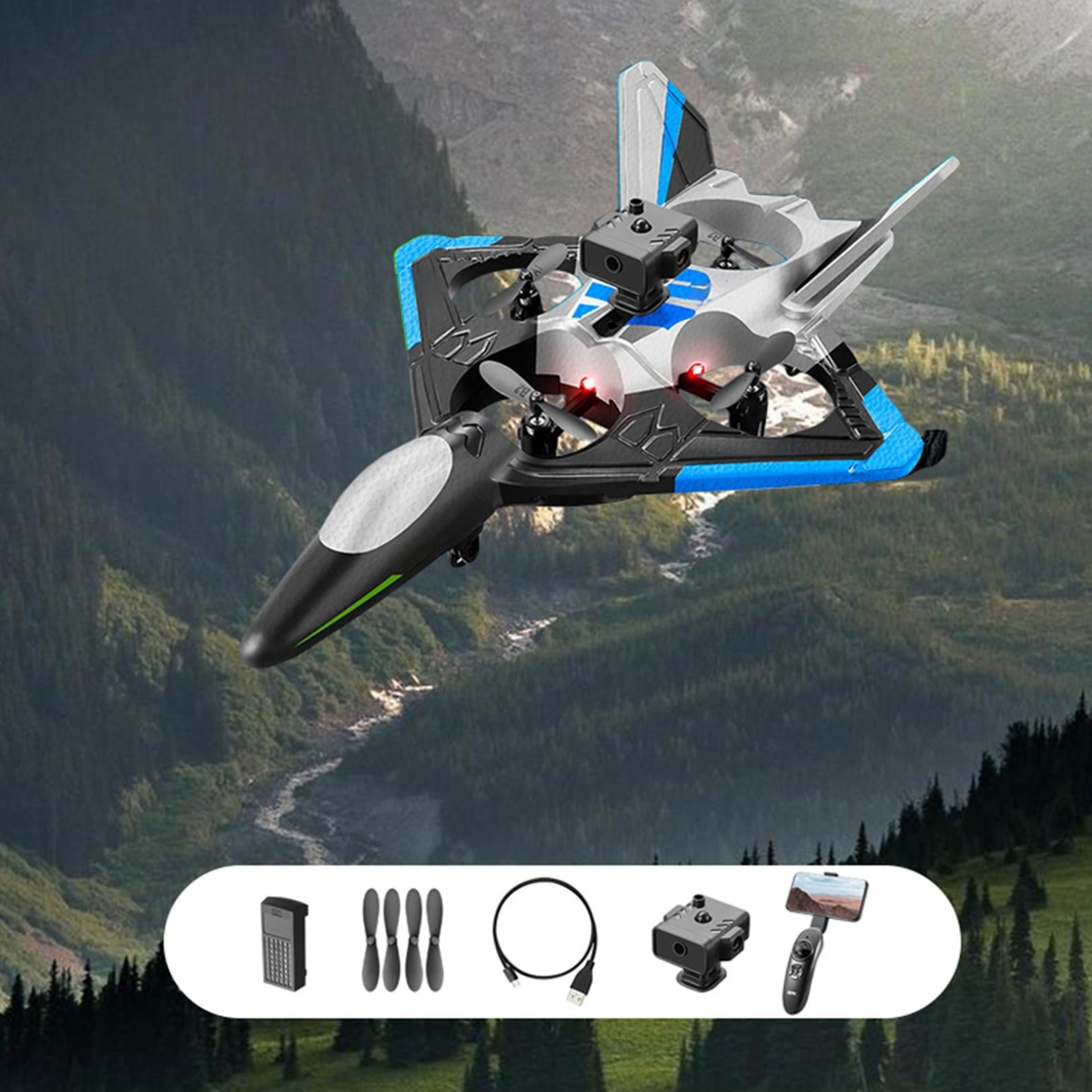 KMWGRE RC Plane Helicopter Quadcopter Foam RC Airplane 2.4GHz Remote Control Jet Fighter with Light 6CH Obstacle Avoidance RC Airplane with 3D Flips Gravity Sensing Auto Hovering for Kids