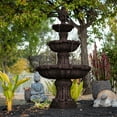 thumbnail image 3 of 58.3" 3-Tier Outdoor Freestanding Water Fountain - Classic Leaf Design, Brown Resin with Pump, 3 of 7