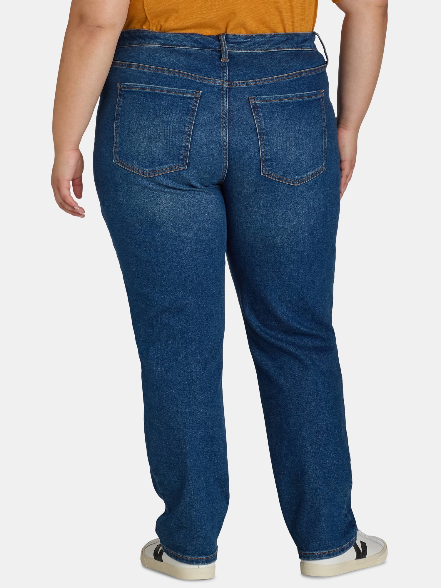 Terra & Sky Women's Plus Size Core Straight Leg Jeans, Available in Regular and Petite