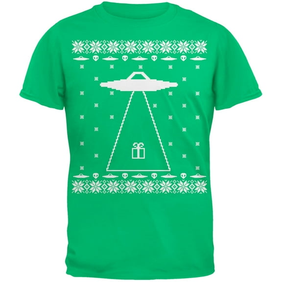 Alien Abduction Ugly Sweater Green Youth T-Shirt