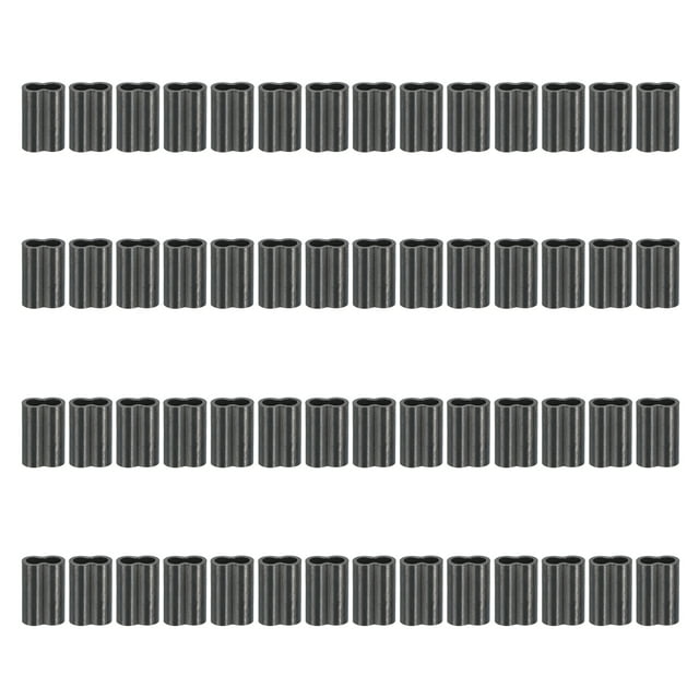 3/32" 2.4mm Wire Rope Loop Sleeve 50 Pcs Copper Double Ferrule Duplex Crimping Loop Sleeve for Wire Rope Cable Fittings Rigging Fishing Wire,Black