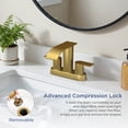 thumbnail image 5 of TVOFEK Waterfall Centerset Bathroom Faucets for 2 or 3 Hole with Metal Pop up Drain and cUPC Hose, 4 inch Brushed Gold Two Handles Basin Sink Faucet for Vanity RV Lavatory, 5 of 14
