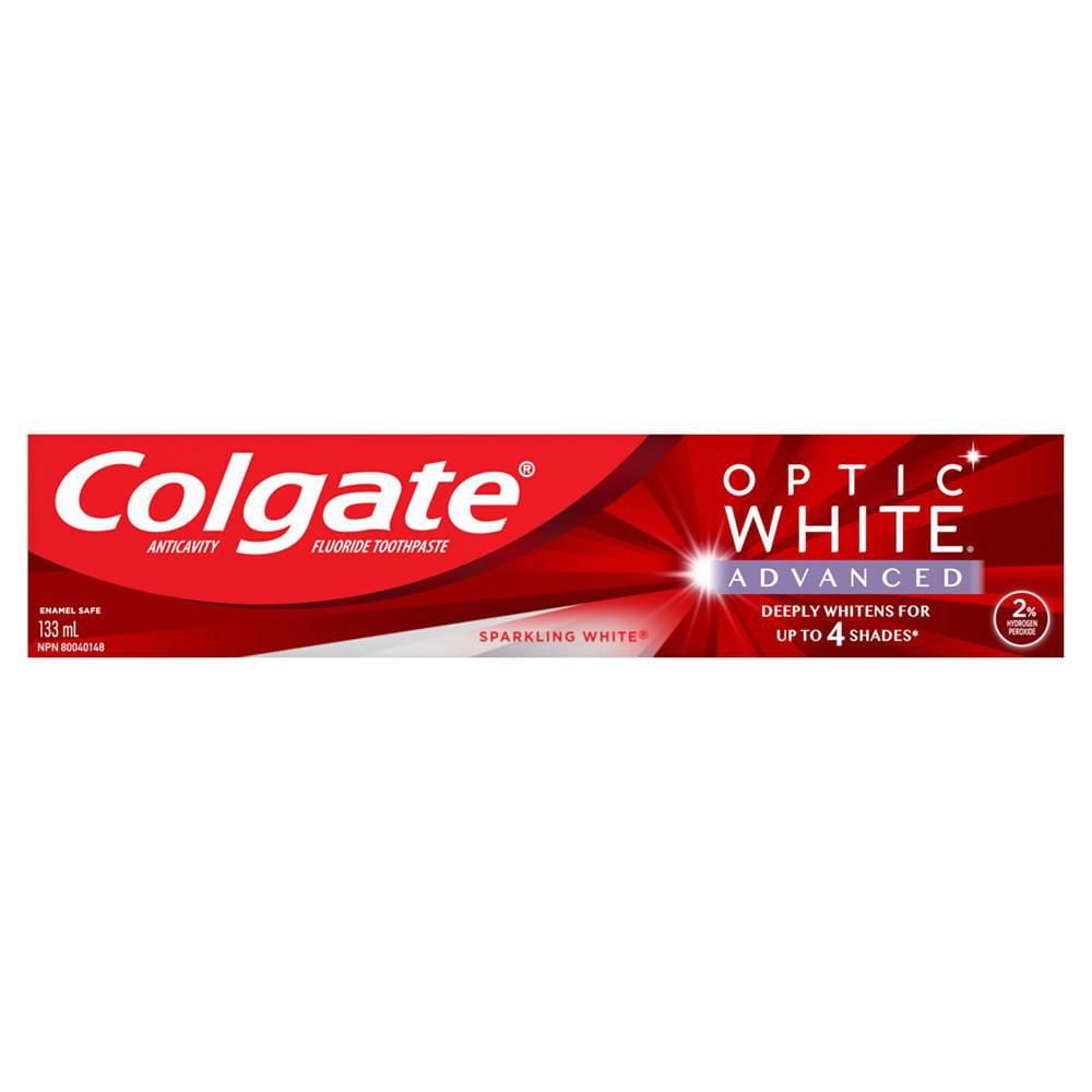 Colgate Optic White Advanced Teeth Whitening Toothpaste, Sparkling White – 133 mL, 133 mL