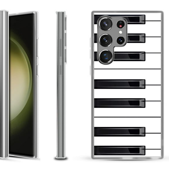 Shockproof Gel Phone Case for Samsung Galaxy S23 Ultra 5G, by OneToughShield ® - Piano Design