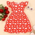 thumbnail image 2 of Girls' Dresses Fly Sleeve Valentine Day Prints Dress Dance Party Dresses Girl's Essential Dresses,Size 6-7 Years, 2 of 4