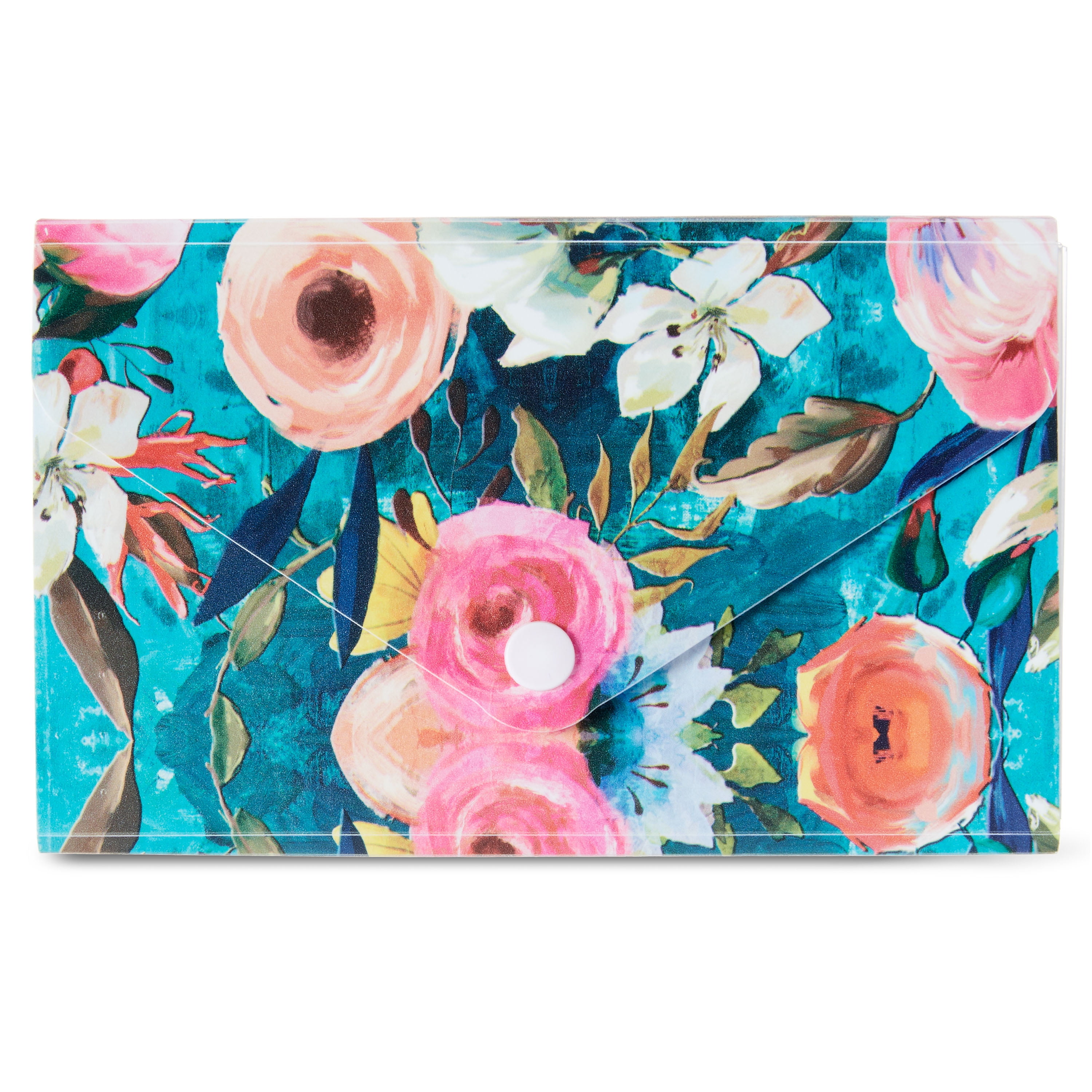 Pen+Gear Blue Floral 13-Pocket Expandable Coupon Check Book