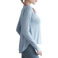 thumbnail image 5 of LELINTA Womens Blouses & Shirts Women Quick Dry Slim Fit Sports Yoga T-Shirts Tops Active Wear, Black/ Blue, S-XL, 5 of 6
