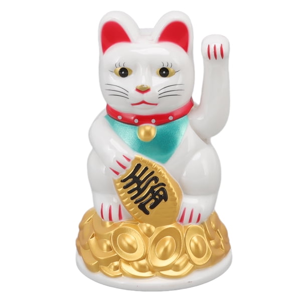 Decoración del hogar del gato, adorno de gato de la suerte, escultura de gato de mano, gato de bienvenida chino, compacto y ligero Jadeshay A