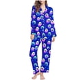 thumbnail image 3 of Feancey Womens Pajamas Sets Halloween Pumpkin Print Sleepwear Fall Outfits Long Sleeve Button Down Shirts and Pants Matching Pjs Set Purple S, 3 of 7