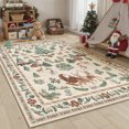 thumbnail image 2 of PureCozy Christmas Area Rug 3'x5' Beige Washable Rugs for Living Room Carpet Xmas Santa Claus Christmas Tree Holiday Decor Indoor Bedroom Decorative Non Slip Soft Low Pile Carpet Dining Room Office, 2 of 5